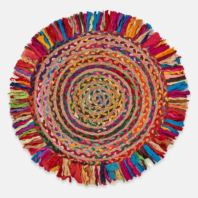 2025 loyal Bohemian Fringe Circle Rug - Sale