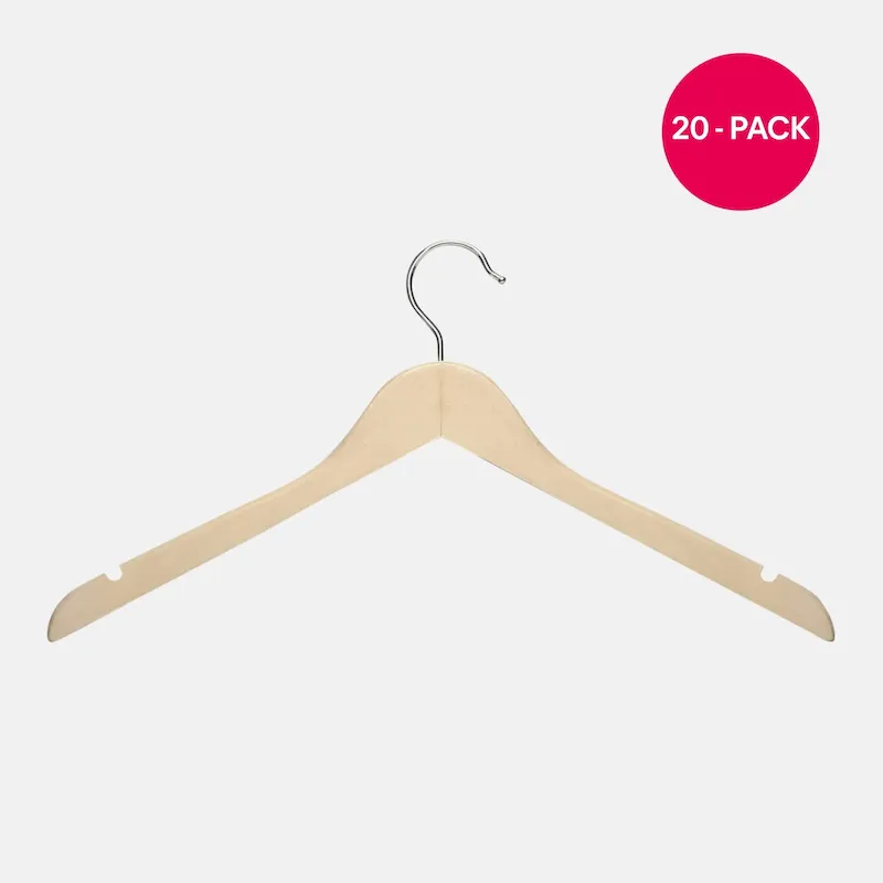 Maple Wood Shirt Hangers, 20-Pack first-class 2025 - Sale