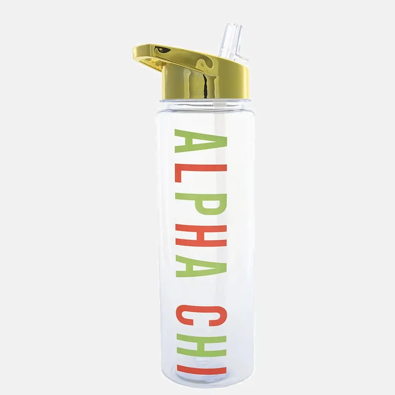 overflowing Sorority Flip Top Water Bottle with Gold Lid - Sale